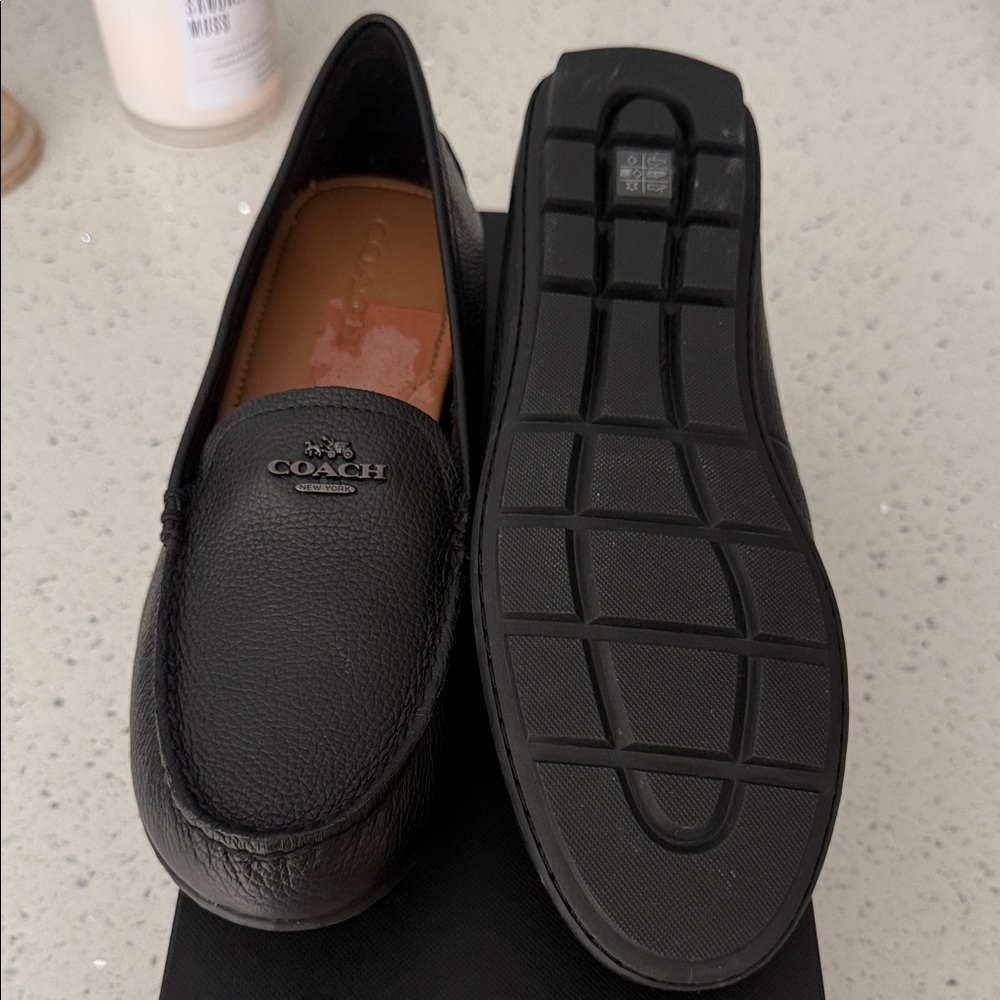 Coach Men Black Leather Slip-On Loafers - Picture 3 of 3